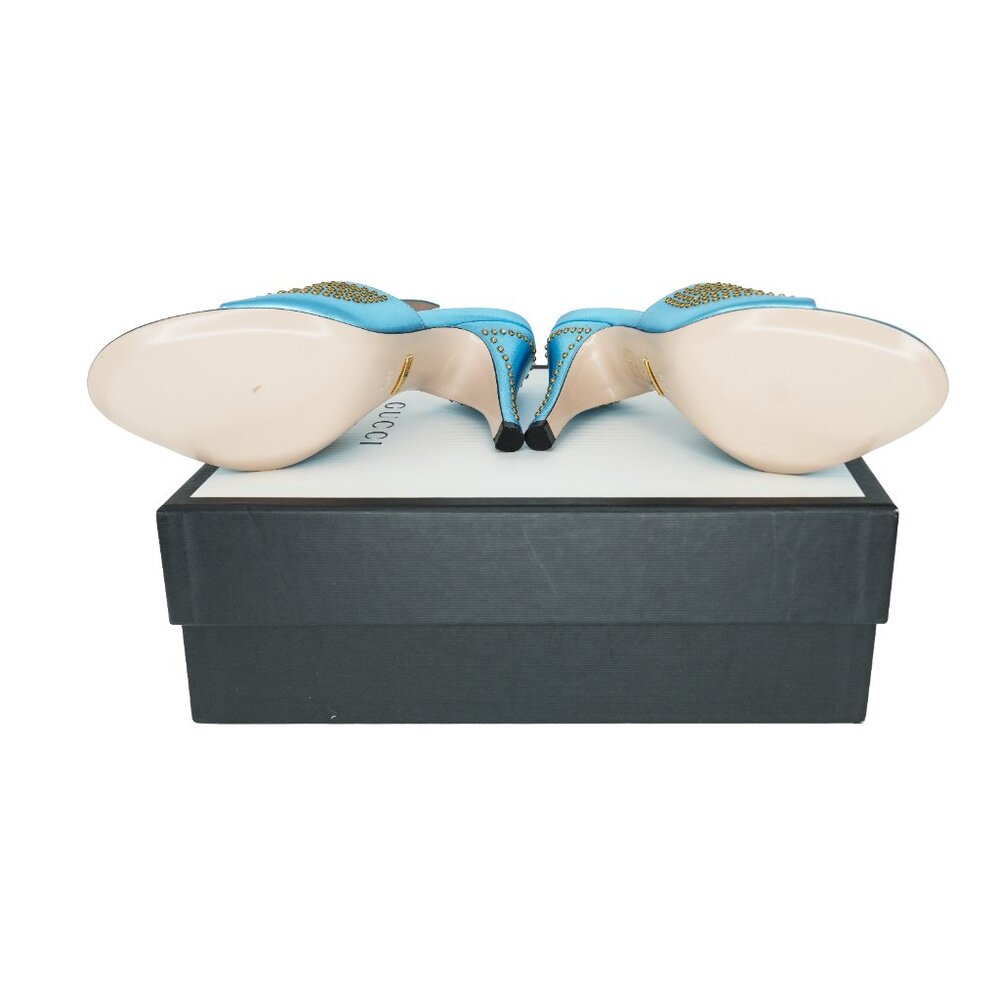 Gucci Exaggerated-point Crystal Leather Heel Sandals - Picture 6 of 6